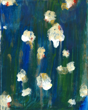 Blue Green Flowers PRINT