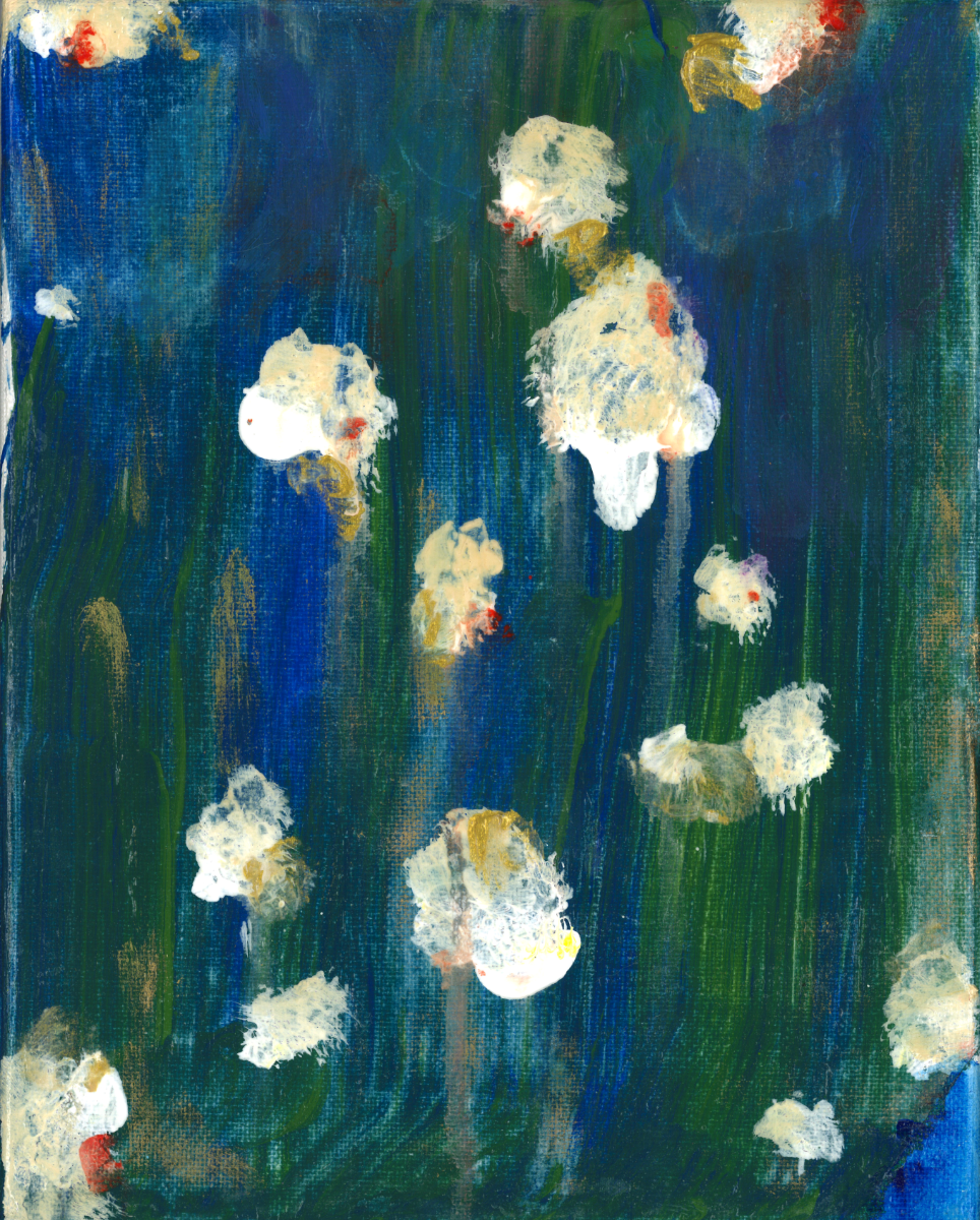 Blue Green Flowers PRINT