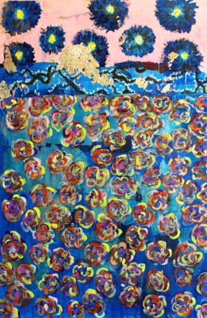 Indigo Magenta Garden PRINT