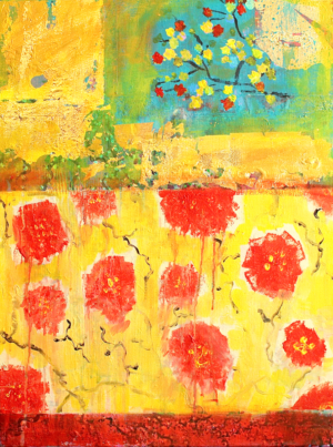 Yellow Gold Scarlet Garden PRINT